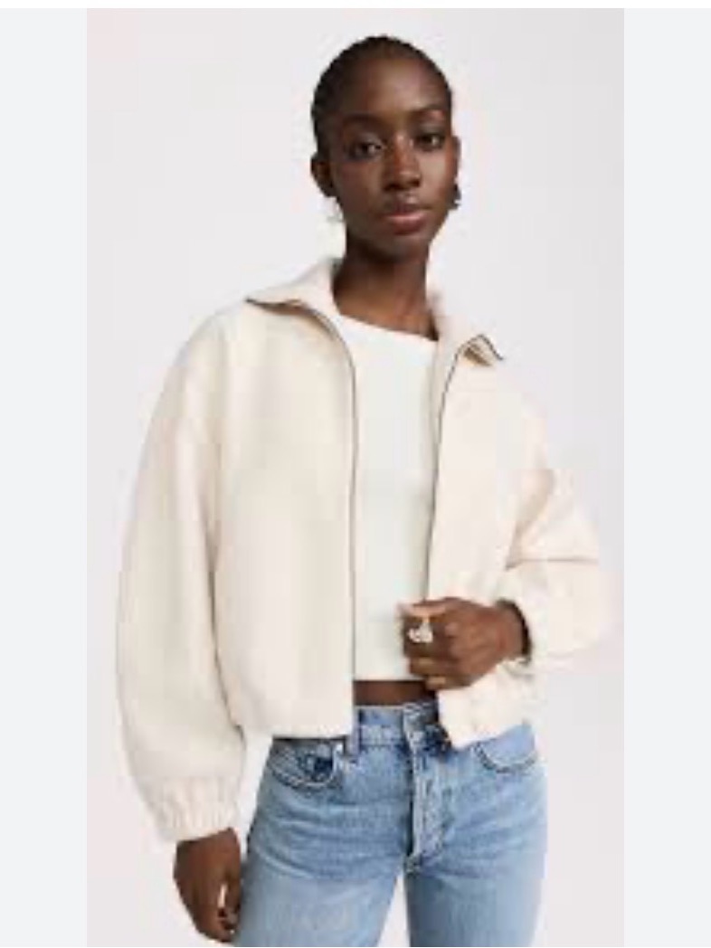 Amanda Uprichard Como Fleece Bomber Jacket Cream Ivory Lined Small Nwt